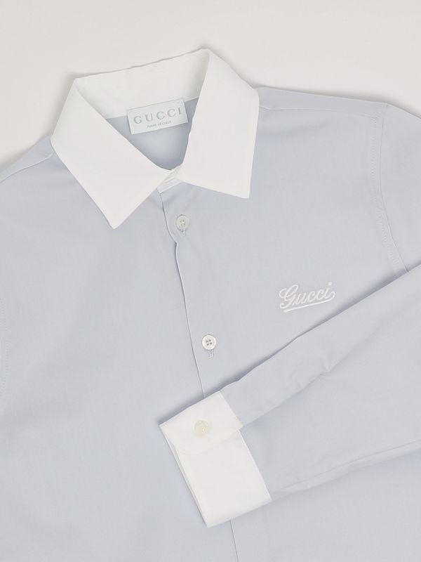 3. Camicia bambino in cotone stretch Celeste Gucci 805611xwa3n