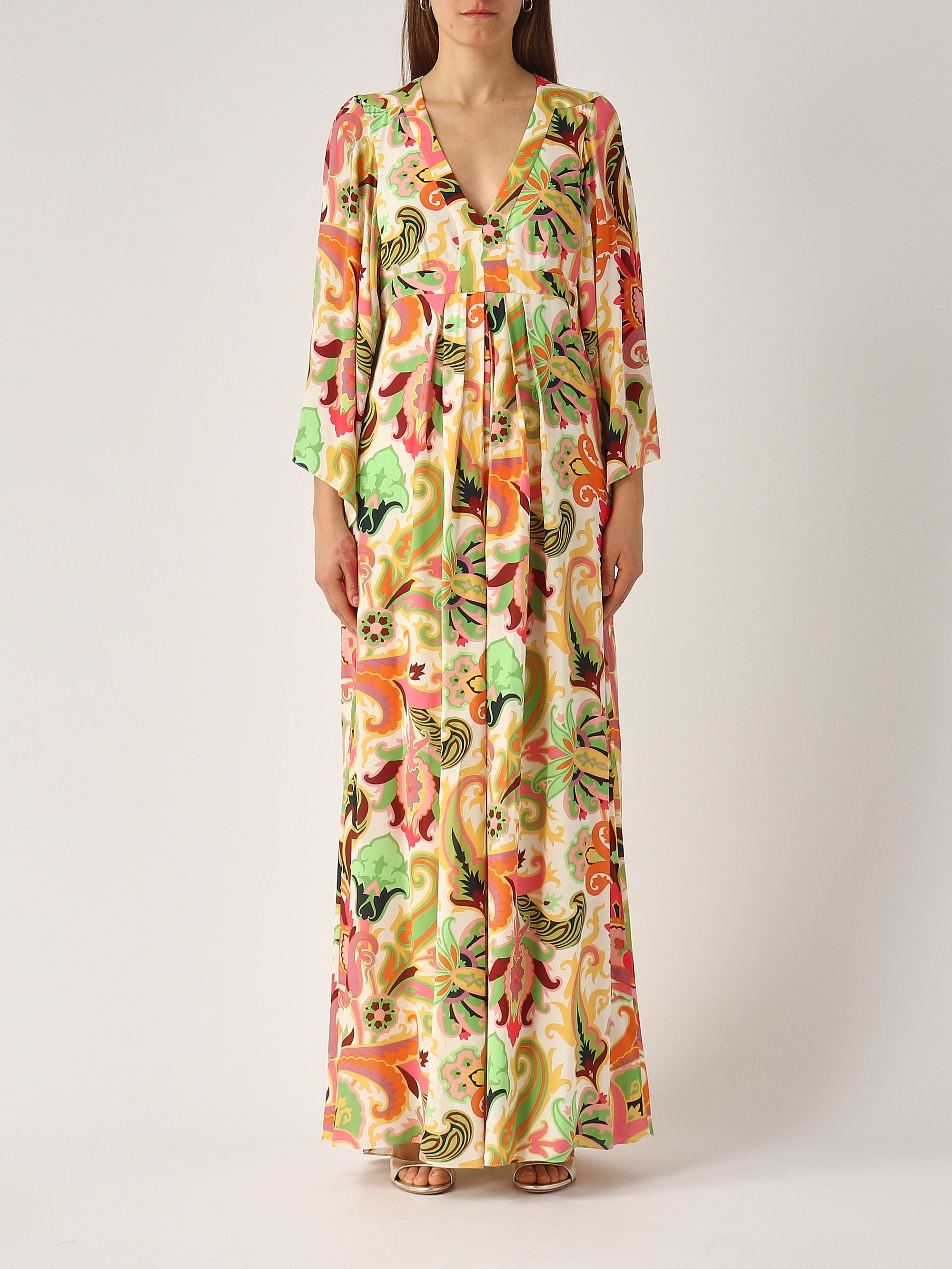 Women's viscose dress wrha018099sa489 Coral-Multicolor