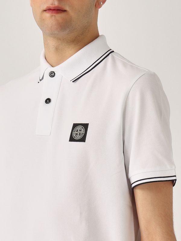 4. Polo uomo in cotone stretch Bianco Stone Island k1s1522002scs0018