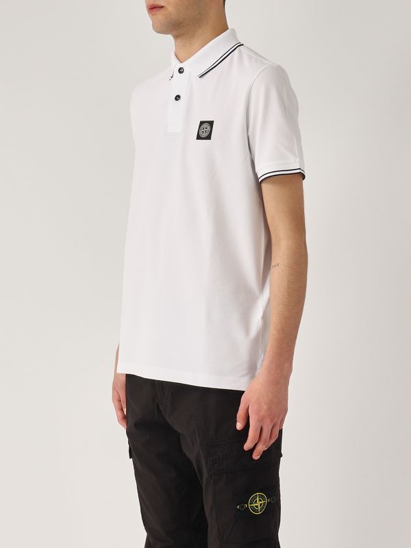 2. Polo uomo in cotone stretch Bianco Stone Island k1s1522002scs0018