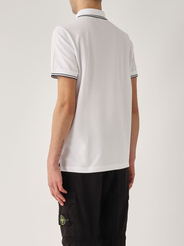 3. Polo uomo in cotone stretch Bianco Stone Island k1s1522002scs0018