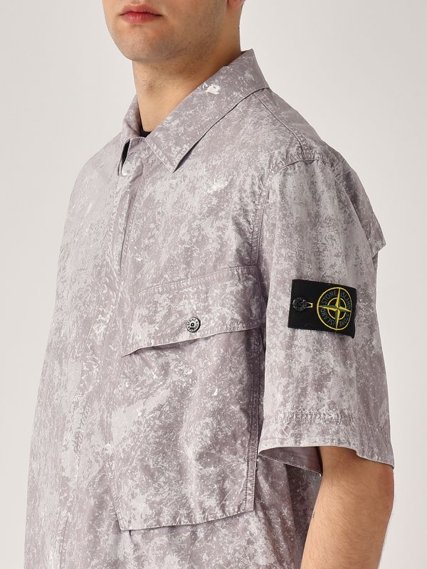 Stone Island Stretch cotton shirt for men - Gray | Caposerio.com