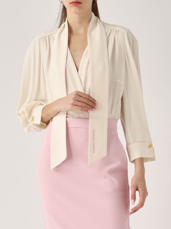 4. Kleid aus Georgette und Crêpe für Frauen Butter-Quarzo Elisabetta Franchi ab77151e2