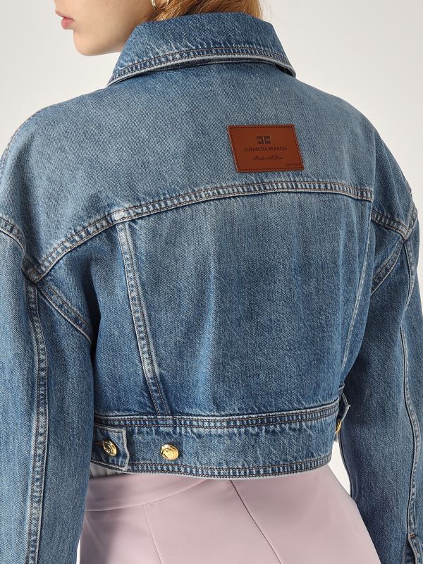 4. Jacke aus Baumwolle für Frauen Medium Denim Elisabetta Franchi bj35n51e2