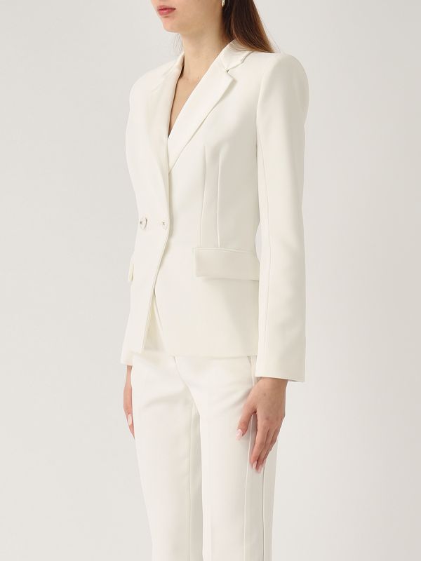 2. Blazer donna in crêpe stretch Avorio Elisabetta Franchi gi14951e2