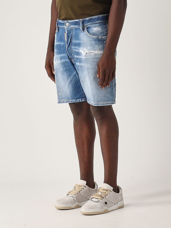 2. Marine men's stretch cotton bermuda shorts Medium Denim Dsquared2 s74mu0881s30872