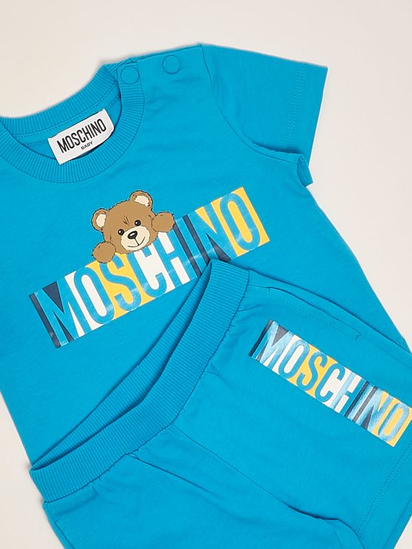 3. Completo neonato in cotone stretch Turchese Moschino mvg00mlaa02