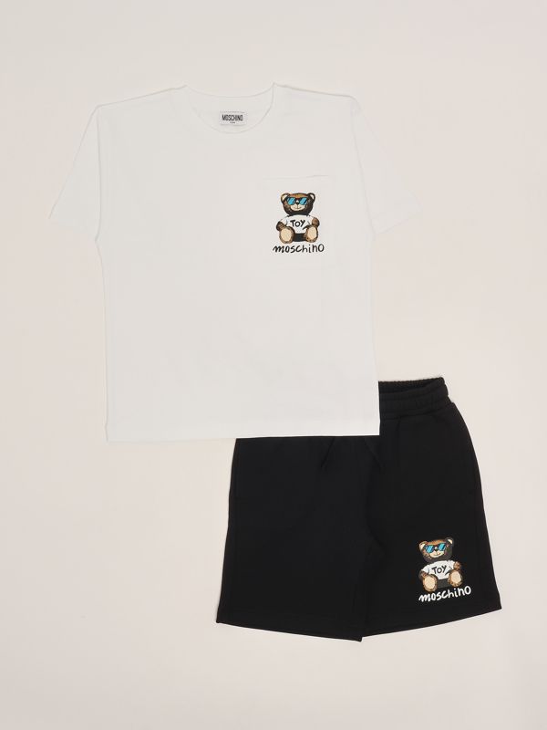1. Completo bambino in cotone Bianco-Nero Moschino hug00rlca32