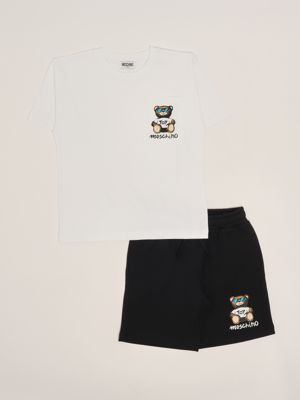 1. Completo bambino in cotone Bianco-Nero Moschino hug00rlca32