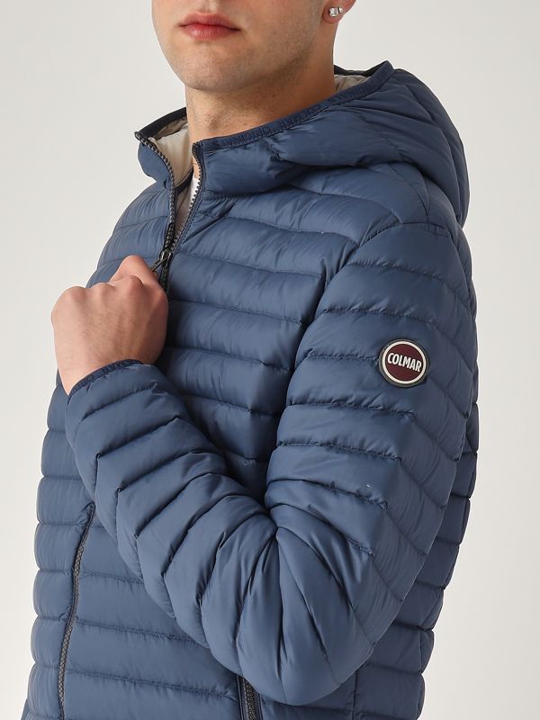 4. Piumino uomo in nylon con cappuccio Blu Colmar 1277r8vx