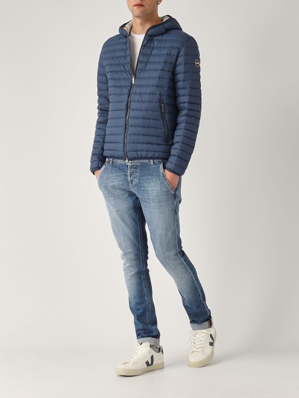 5. Piumino uomo in nylon con cappuccio Blu Colmar 1277r8vx