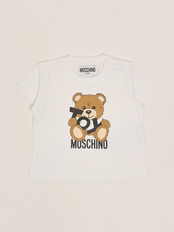 1. Baby-T-Shirt aus Baumwolle Weiß Moschino mnm047laa03