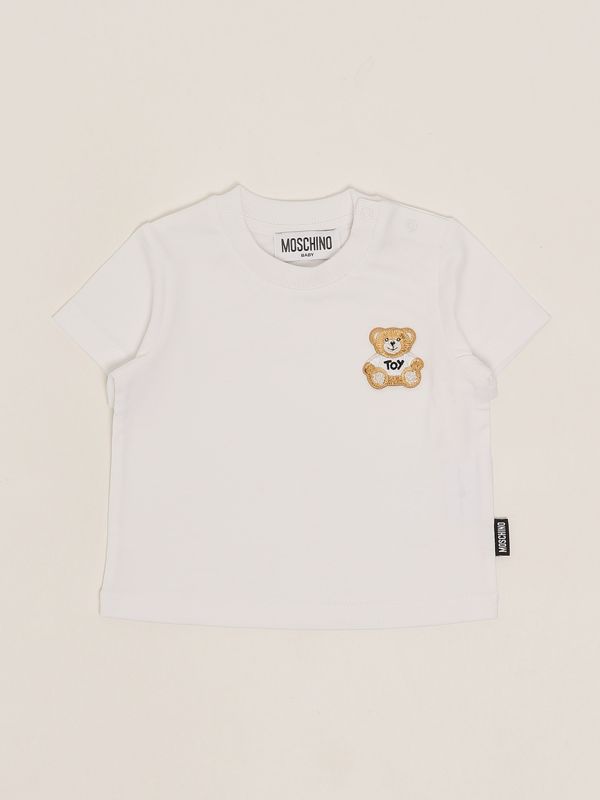 1. Stretch cotton newborn T-shirt White Moschino mum045laa24
