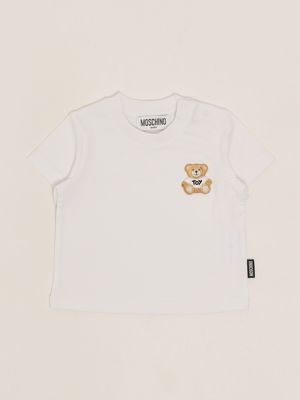 1. Stretch cotton newborn T-shirt White Moschino mum045laa24