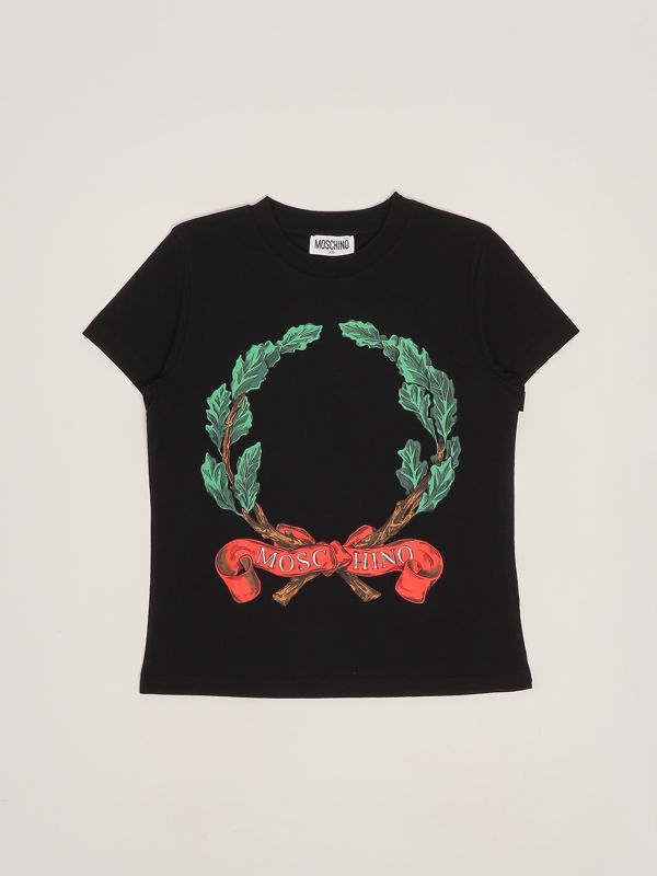 1. Kinder-T-Shirt aus Stretch-Baumwolle Schwarz Moschino hmm058laa02