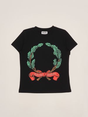 1. Kinder-T-Shirt aus Stretch-Baumwolle Schwarz Moschino hmm058laa02