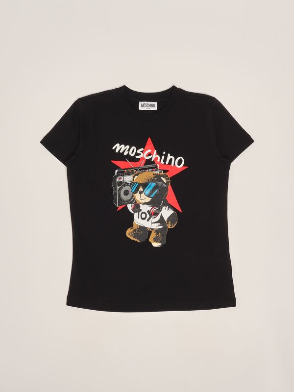 1. T-shirt bambino in cotone stretch Nero Moschino hxm04klaa24