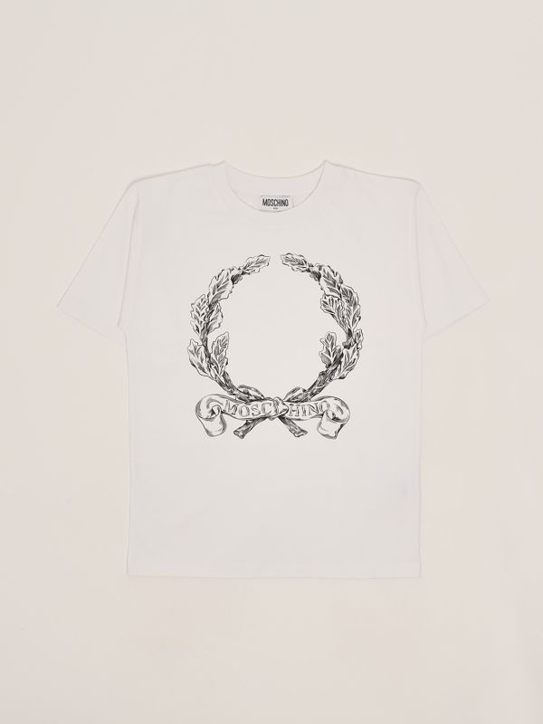 1. T-shirt bambino in cotone stretch Bianco Ottico Moschino hsm050laa02