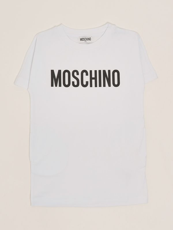 1. Robe en coton extensible pour fille Blanc optique Moschino hdv0gnlba10