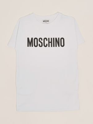 1. Robe en coton extensible pour fille Blanc optique Moschino hdv0gnlba10
