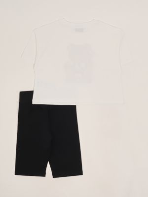 2. Combinaison bébé en coton extensible Blanc-Noir Moschino hdg01hlba00