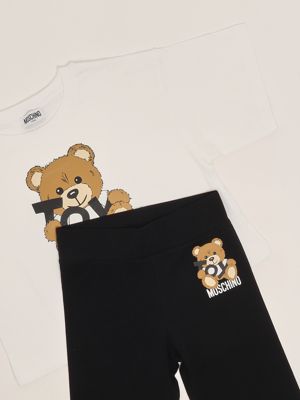 3. Combinaison bébé en coton extensible Blanc-Noir Moschino hdg01hlba00