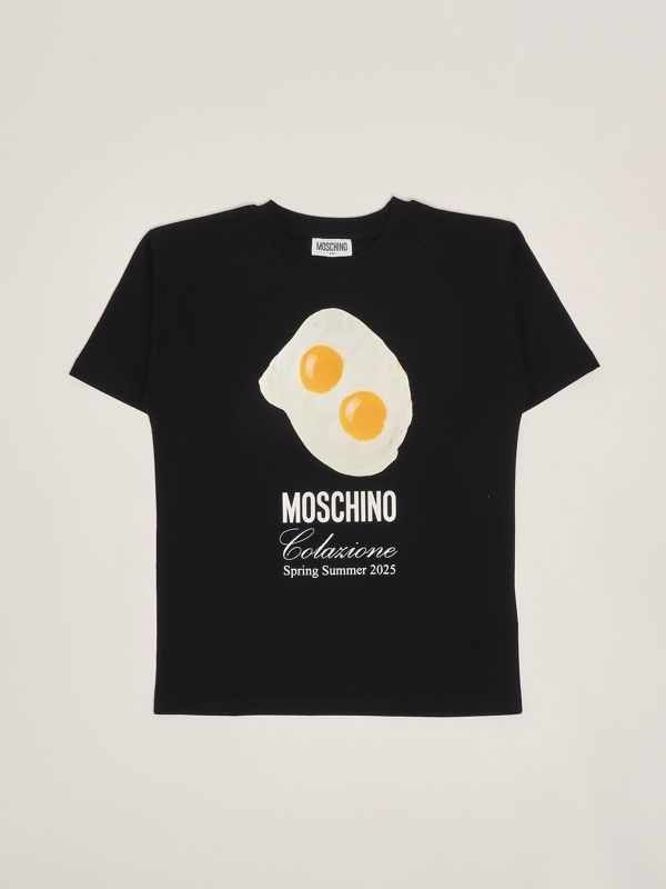 1. Girl's T-shirt in stretch cotton Black Moschino hrm050laa02