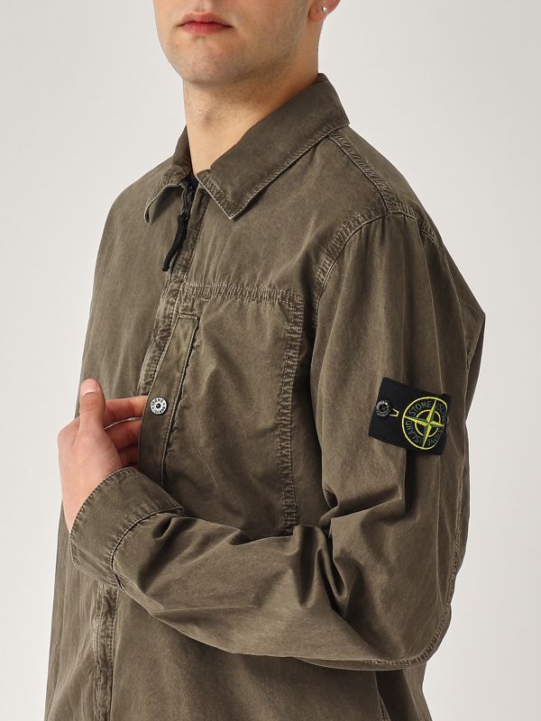 Stone Island Gauzed rganic cotton canvas overshirt for men - Dark