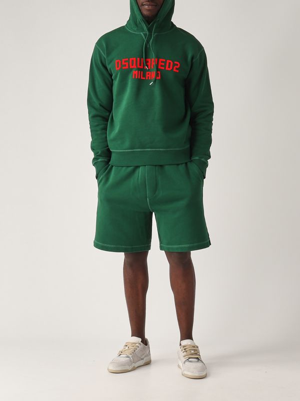 5. Bermuda uomo in felpa di cotone Verde Dsquared2 s74mu0897d25015