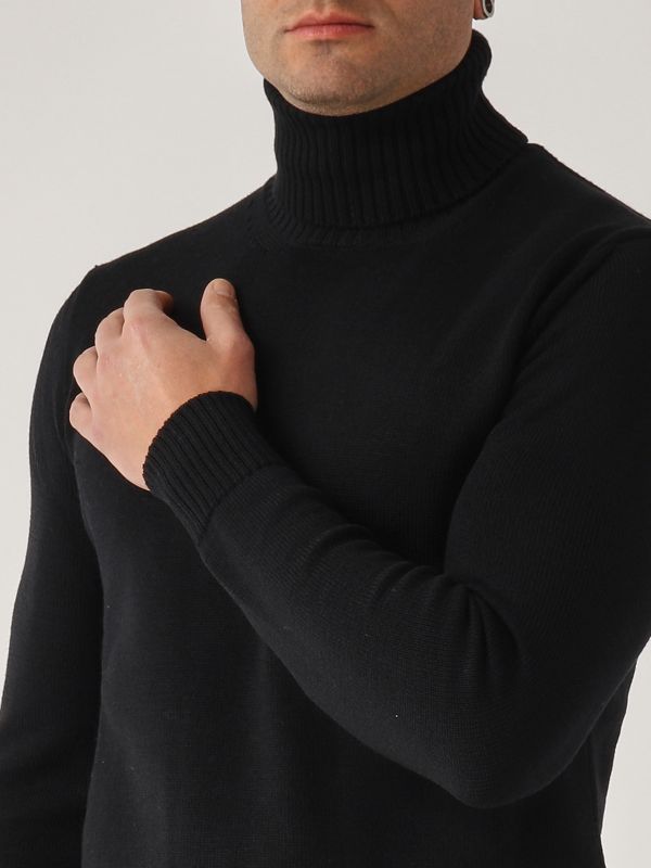 4. Jersey de cuello alto de lana para hombre Negro Altea 2361109