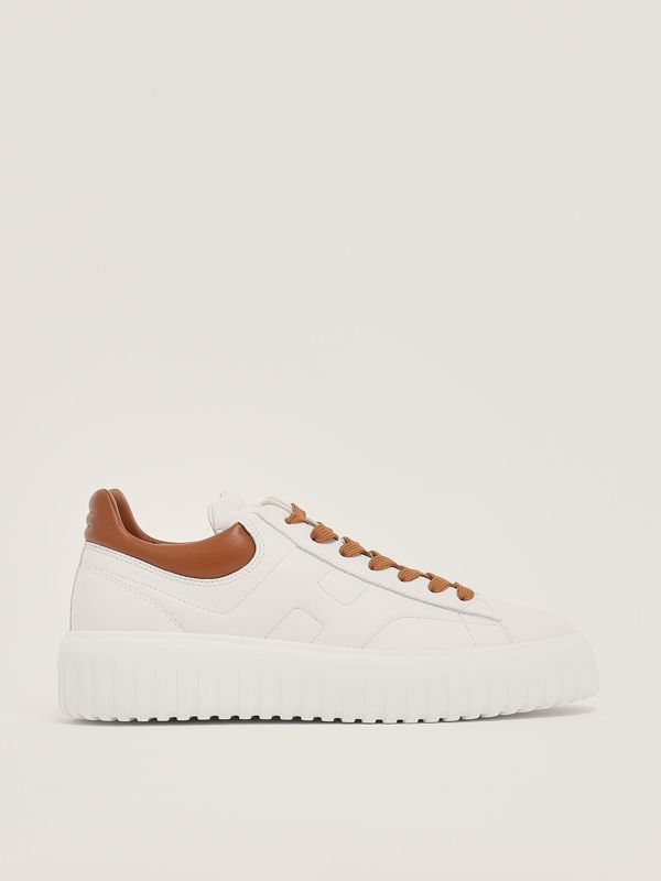1. Men's Hogan H-Stripes Sneakers in Nappa Leather White-Camel Hogan hxm6450fc60le9