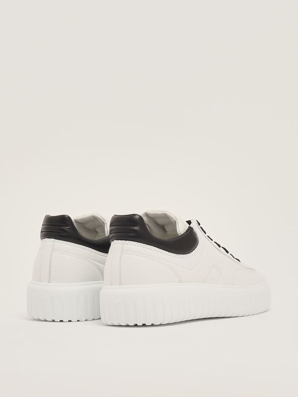 3. Men's Hogan H-Stripes Sneakers in Nappa Leather White-Black Hogan hxm6450fc60le9