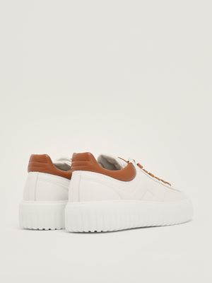 3. Men's Hogan H-Stripes Sneakers in Nappa Leather White-Camel