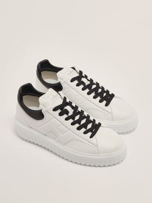 2. Men's Hogan H-Stripes Sneakers in Nappa Leather White-Black Hogan hxm6450fc60le9