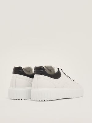3. Men's Hogan H-Stripes Sneakers in Nappa Leather White-Black Hogan hxm6450fc60le9