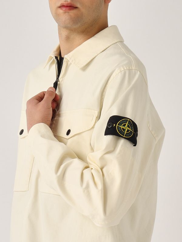 5. Stretch cotton satin overshirt for men White Stone Island k1s151200128s0012