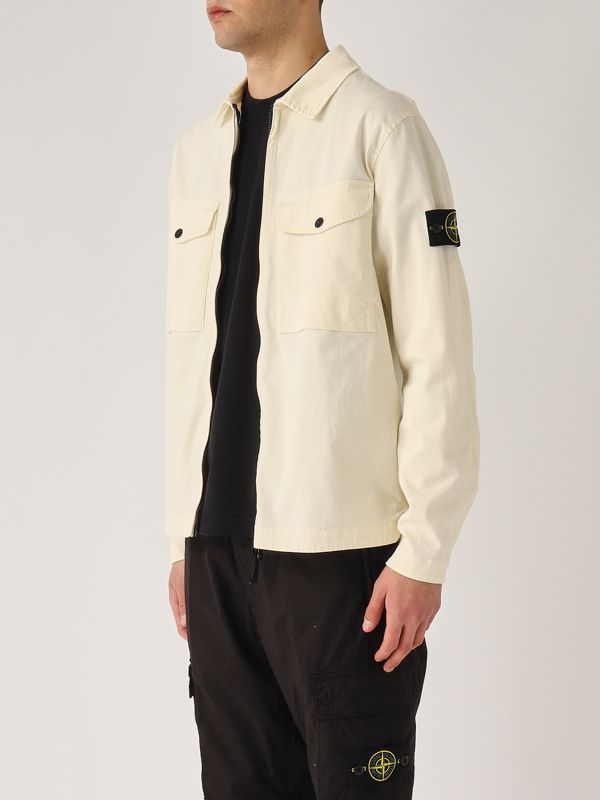 3. Stretch cotton satin overshirt for men White Stone Island k1s151200128s0012