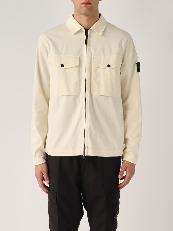 2. Stretch cotton satin overshirt for men White Stone Island k1s151200128s0012