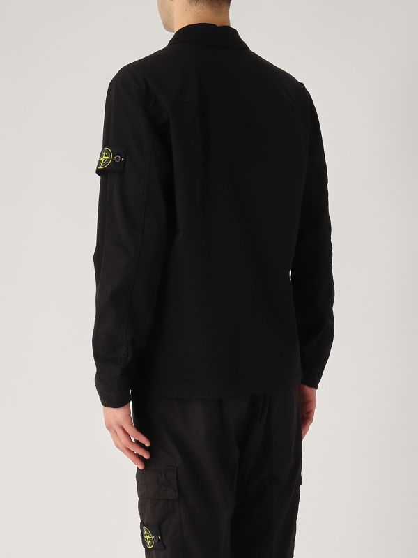4. Stretch cotton satin overshirt for men Black Stone Island k1s151200128s0012