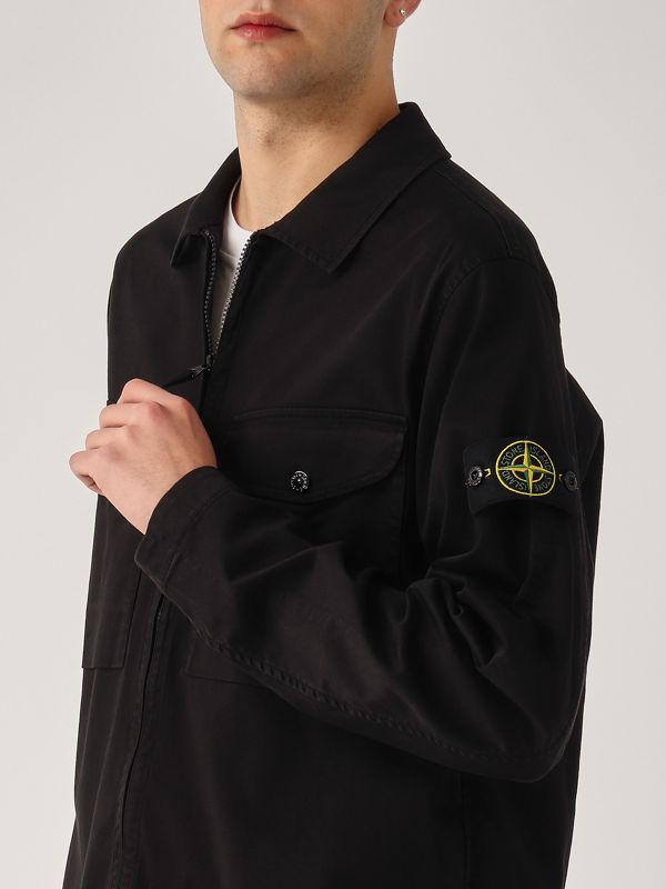 5. Stretch cotton satin overshirt for men Black Stone Island k1s151200128s0012