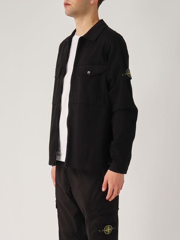 3. Stretch cotton satin overshirt for men Black Stone Island k1s151200128s0012
