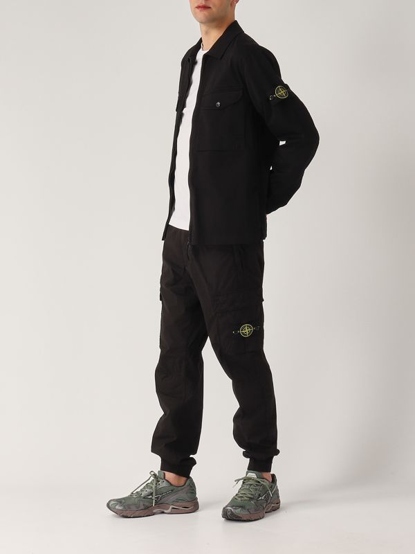 6. Stretch cotton satin overshirt for men Black Stone Island k1s151200128s0012