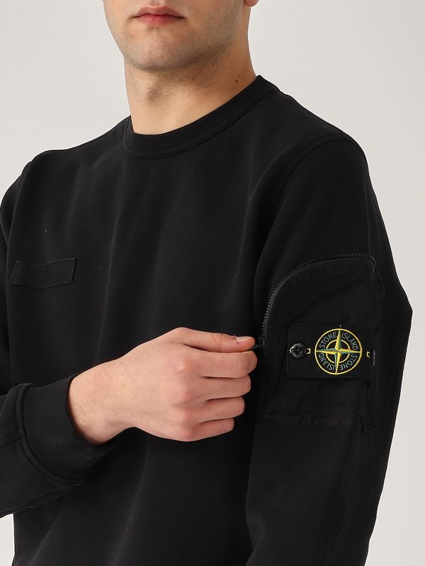 Stone Island Cotton fleece sweatshirt for men - Black | Caposerio.com