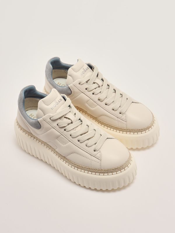 Hogan H-Stripes H659 women's sneakers in nappa leather - Avio