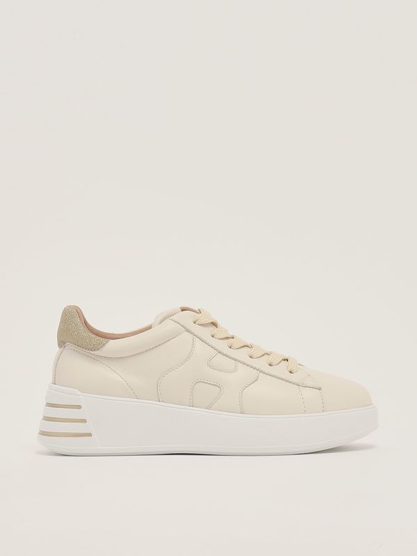 Hogan Sneakers Donna Rebel H564 In Nappa Avorio – Made In Italy, Suola Extralight 5cm
