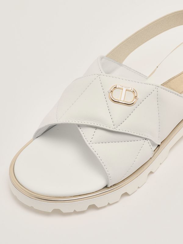 5. Baby girl leather sandal White-Gold Twinset 251gcj044