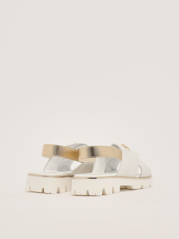 3. Baby girl leather sandal White-Gold Twinset 251gcj044