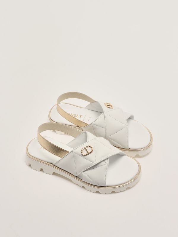 2. Baby girl leather sandal White-Gold Twinset 251gcj044