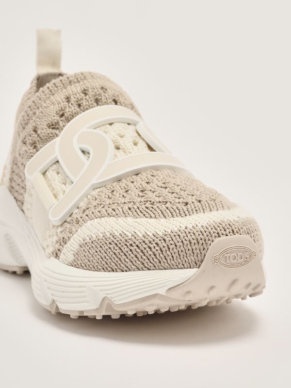 5. Kate women's technical crochet knit sneakers White-Ecru Tod's xxw54c0ij30tk7