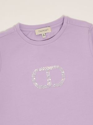 3. Mädchen-T-Shirt aus Stretch-Baumwolle Glyzinie Twinset 251gj2485